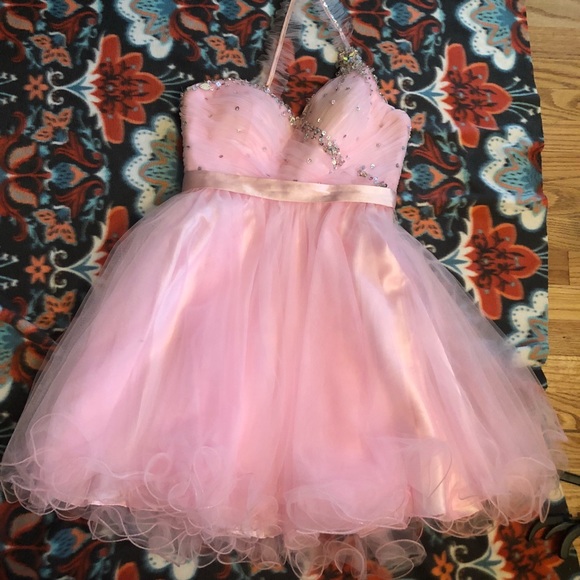 Alyce Paris Dresses & Skirts - One shoulder bubblegum pink homecoming/ prom dress